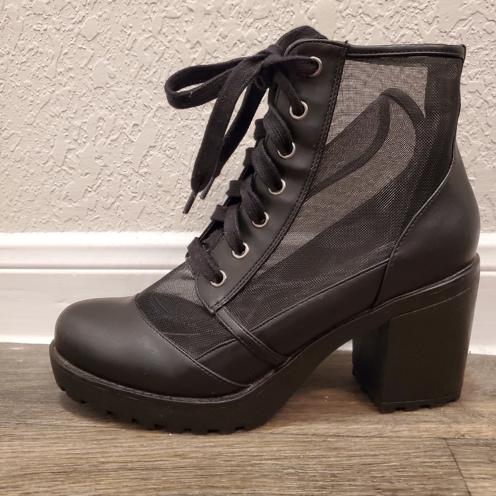 Forever 21 Black Mesh Booties - 7.5